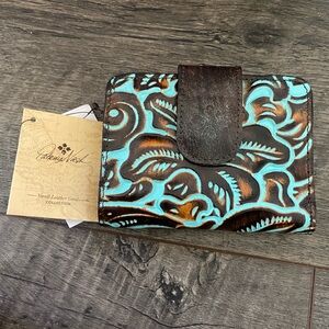 NWT Patricia Nash Leather Wallet with Turquoise Accents